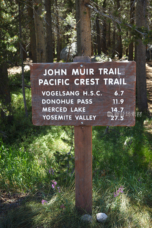 John Muir和Pacific Crest Trail Sign